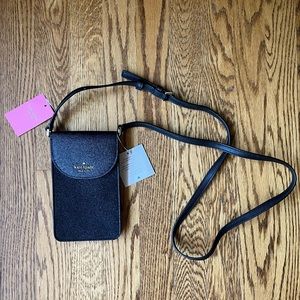 Kate spade black glitter joeley glitter phone crossbody bad new with tags